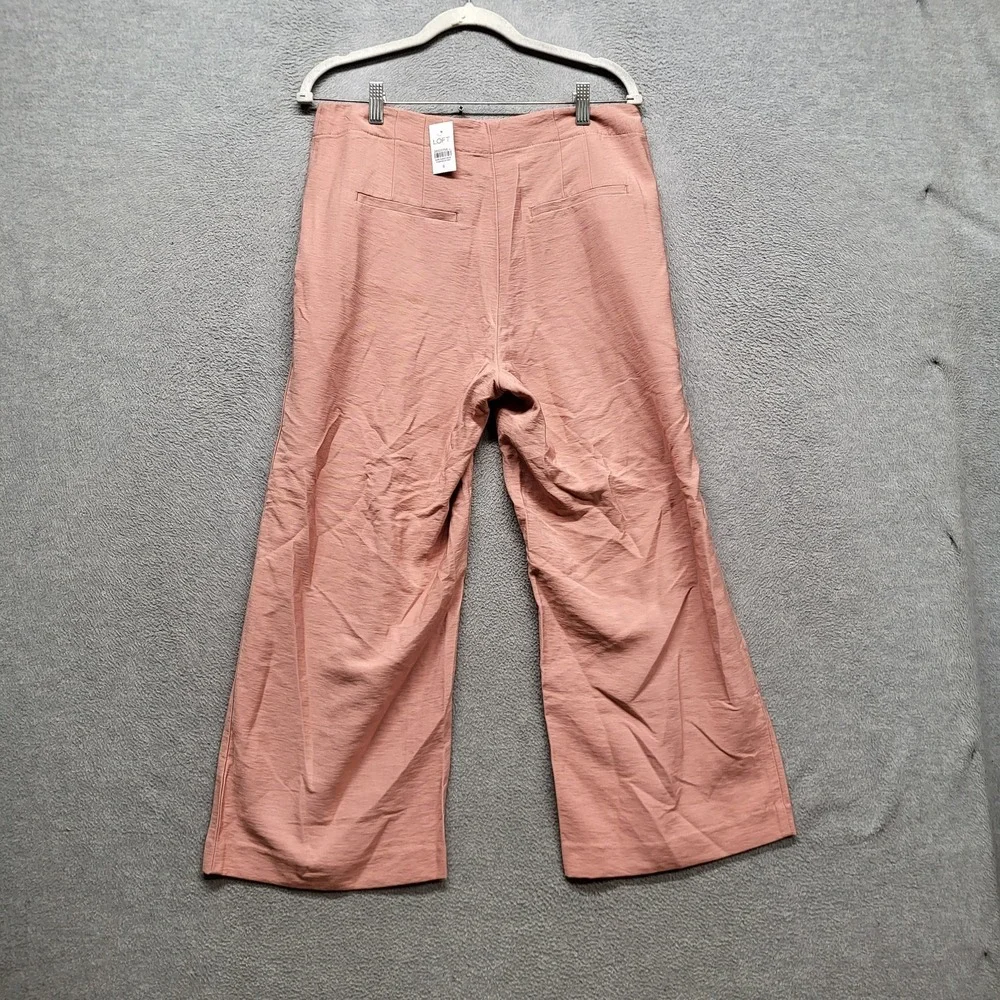 LOFT Women Pants 6 Pink‎ Nylon Rayon Ankle Wide-Leg Button 25